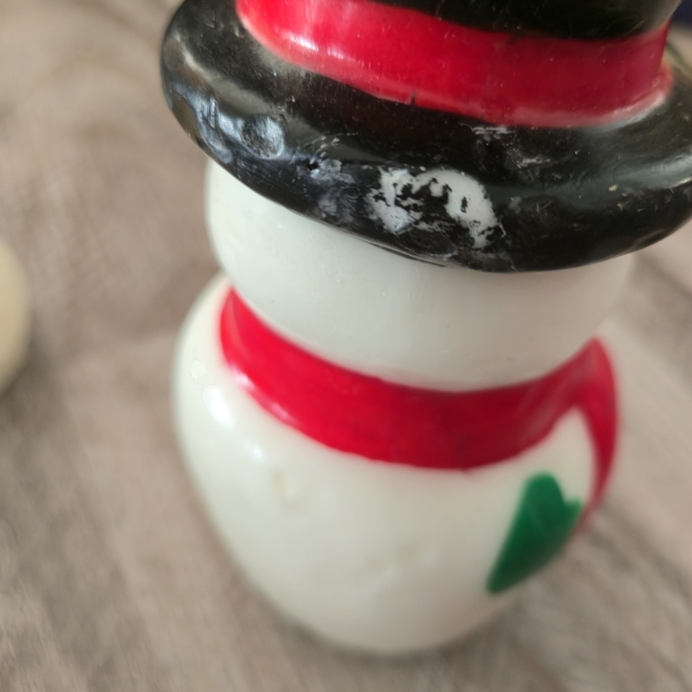 Vintage Christmas Candle Set Snowman Pair Holiday Decor Wax Figures - Picture 11 of 15